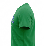 Vista lateral camiseta infantil brasil algodão verde copa do mundo VAI DAR BRASIL — 2026
