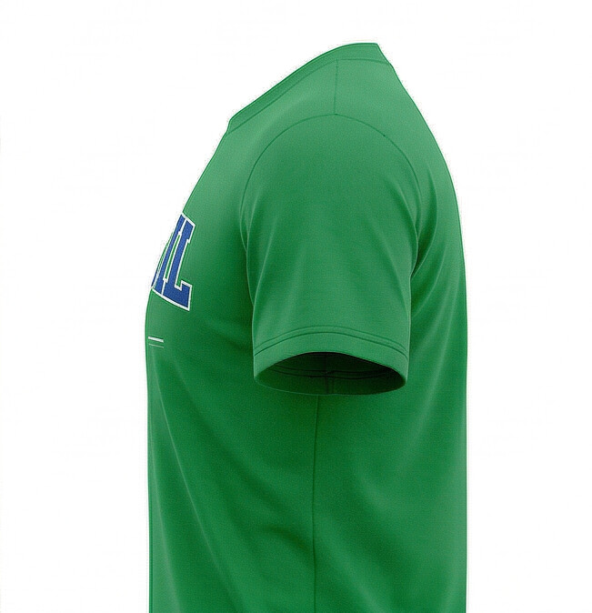 Vista lateral camiseta infantil brasil algodão verde copa do mundo VAI DAR BRASIL — 2026
