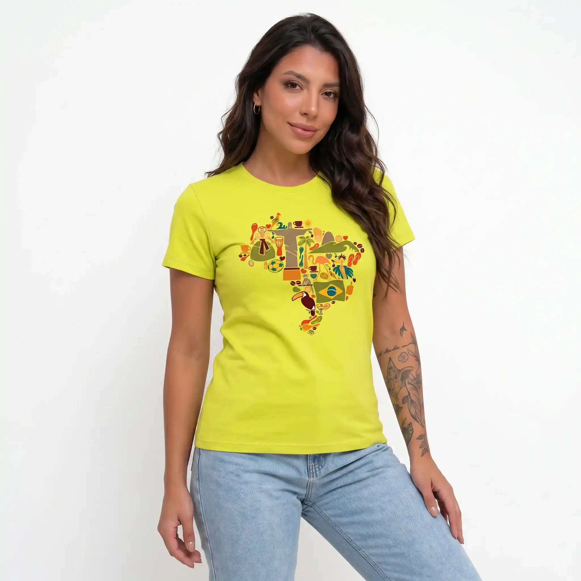 Camiseta Feminina Brasil ✦ Hexa Rio de Janeiro Bandeira | VAI DAR BRASIL