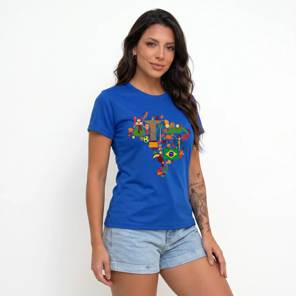 Camiseta Feminina Brasil ✦ Hexa Rio de Janeiro Bandeira | VAI DAR BRASIL