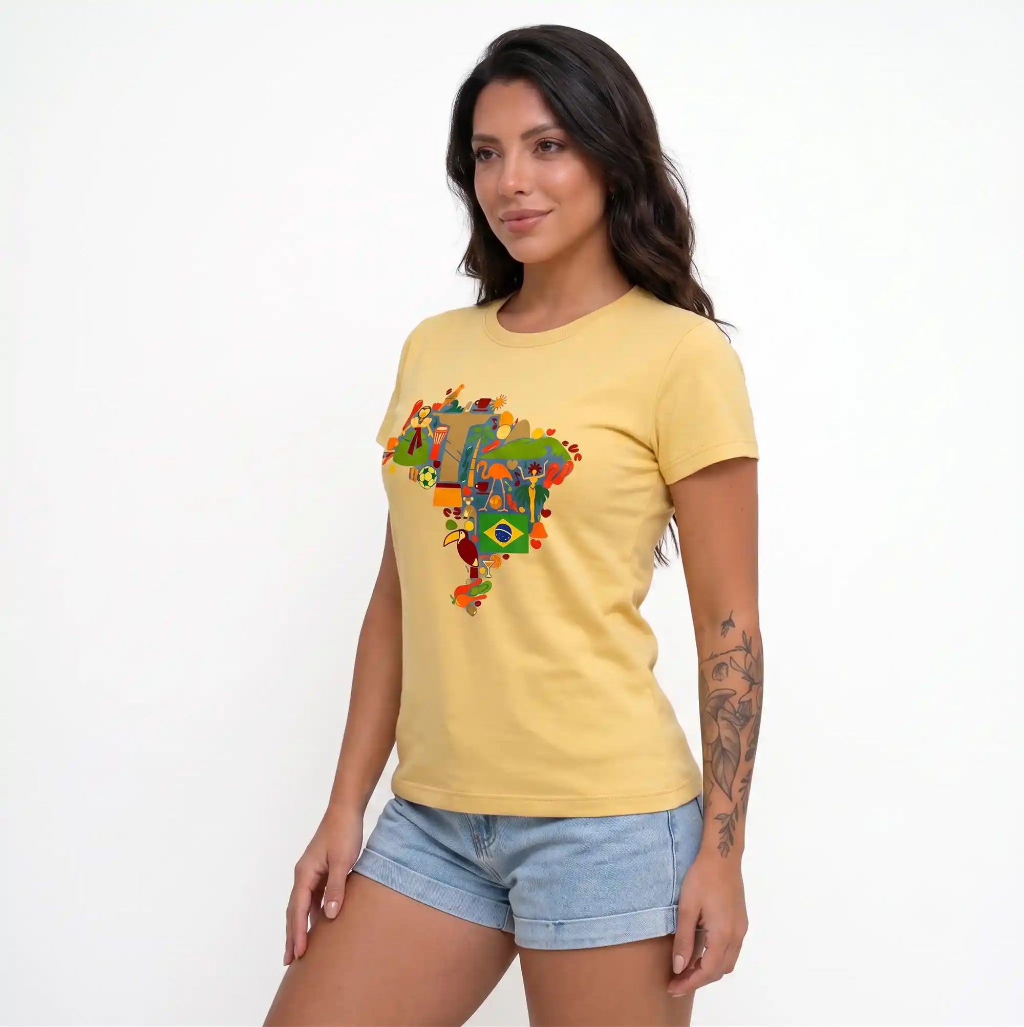 Camiseta Feminina Brasil ✦ Hexa Rio de Janeiro Bandeira | VAI DAR BRASIL