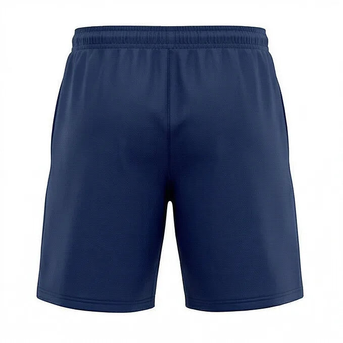 Vista traseira bermuda tactel seleção brasileira azul marinho masculino VAI DAR BRASIL — streetwear Copa 2026
