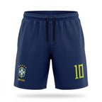 Bermuda tactel streetwear seleção brasileira número 10 azul marinho masculino — VAI DAR BRASIL Copa 2026
