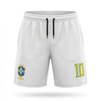 Bermuda tactel streetwear seleção brasileira número 10 branca masculino — VAI DAR BRASIL Copa 2026
