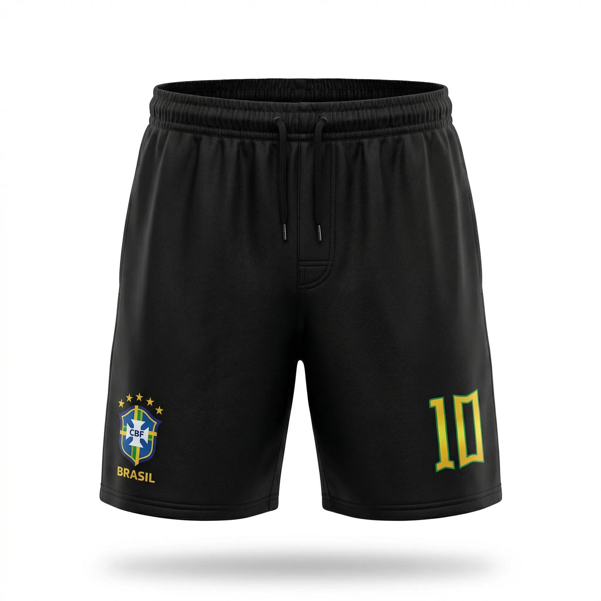 Bermuda tactel streetwear seleção brasileira número 10 preto masculino — VAI DAR BRASIL Copa 2026
