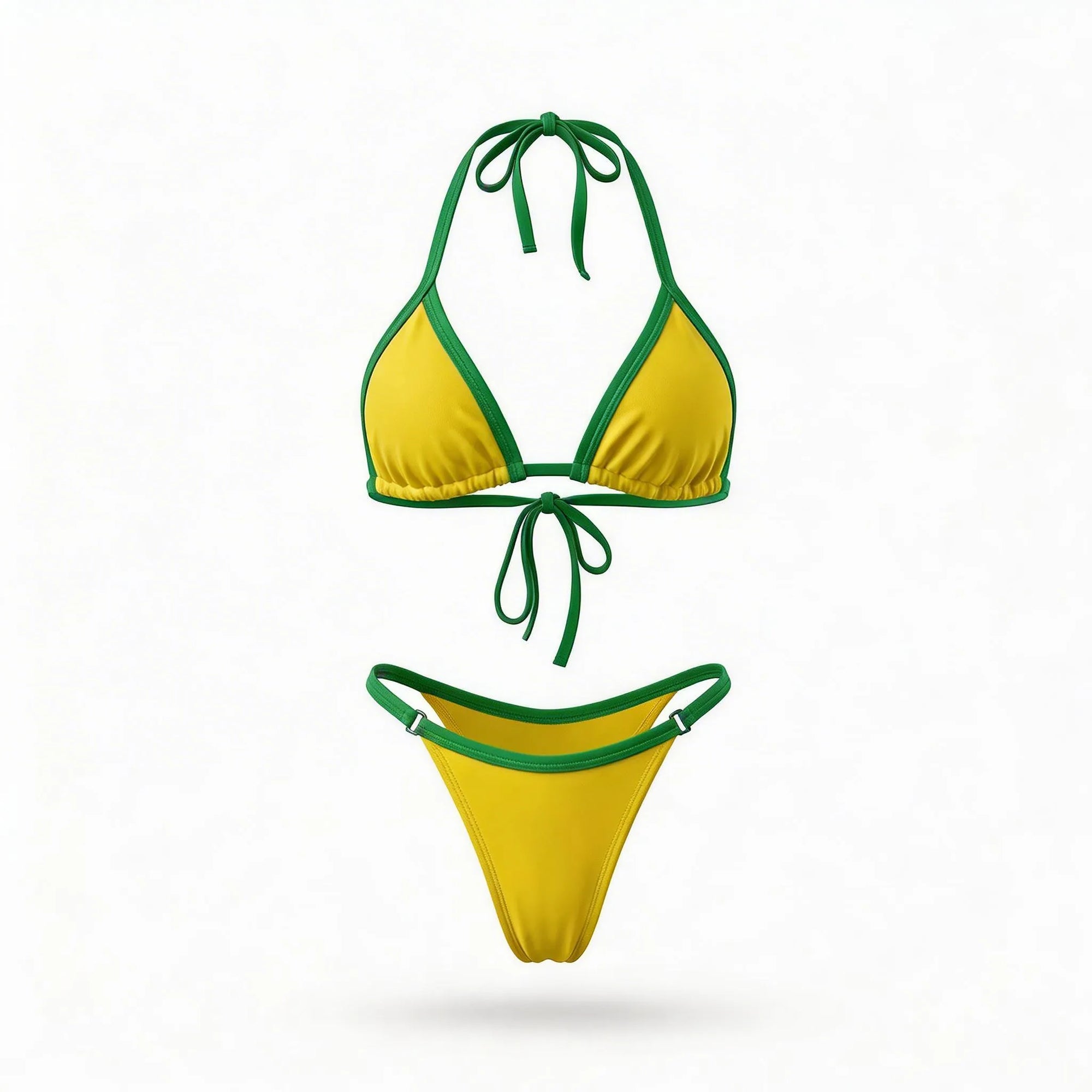 Biquíni brasil bicolor forro duplo suplex premium amarelo slim feminino — VAI DAR BRASIL Copa 2026