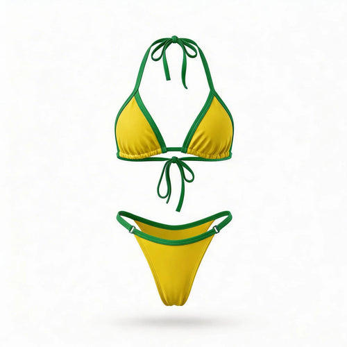 Biquíni brasil bicolor forro duplo suplex premium amarelo slim feminino — VAI DAR BRASIL Copa 2026