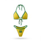 Biquíni fita brasil bordado suplex bicolor amarelo slim feminino — VAI DAR BRASIL Copa 2026