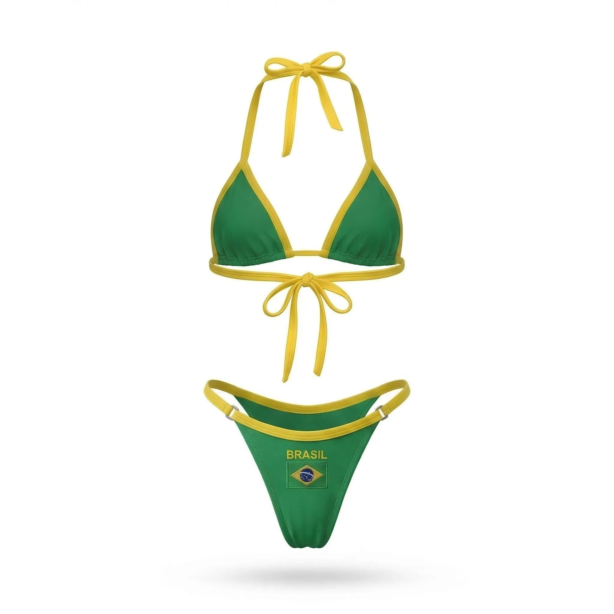 Biquíni fita brasil bordado suplex bicolor verde  slim feminino — VAI DAR BRASIL Copa 2026