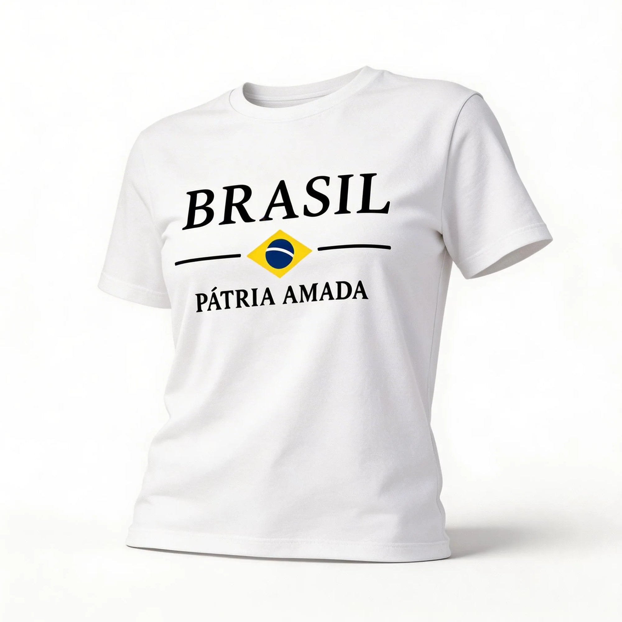 Blusa brasil t-shirt algodão feminino fit regular branco com bandeira estilizada — VAI DAR BRASIL Copa 2026