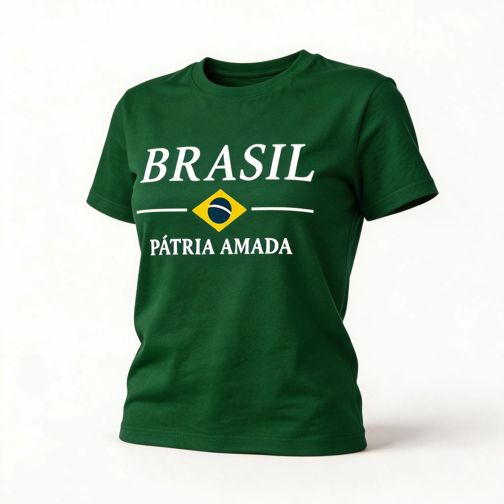 Blusa brasil t-shirt algodão feminino fit regular verde com bandeira estilizada — VAI DAR BRASIL Copa 2026