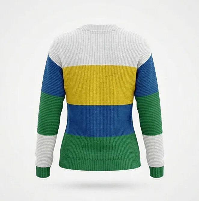 Vista traseira blusa feminina brasil tricot manga longa gola V VAI DAR BRASIL — Copa 2026 inverno