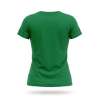 Vista traseira blusa feminina brasil decote V viscolycra verde — caimento fluido copa 2026 VAI DAR BRASIL