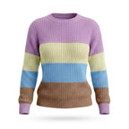 Blusa Tricô Listrada Manga Longa Colorida