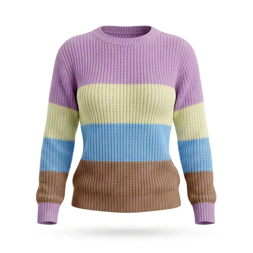 Blusa Tricô Listrada Manga Longa Colorida