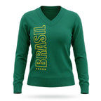 Blusa tricot feminina brasil verde BRASIL frontal frio — vista frente — VAI DAR BRASIL Copa 2026