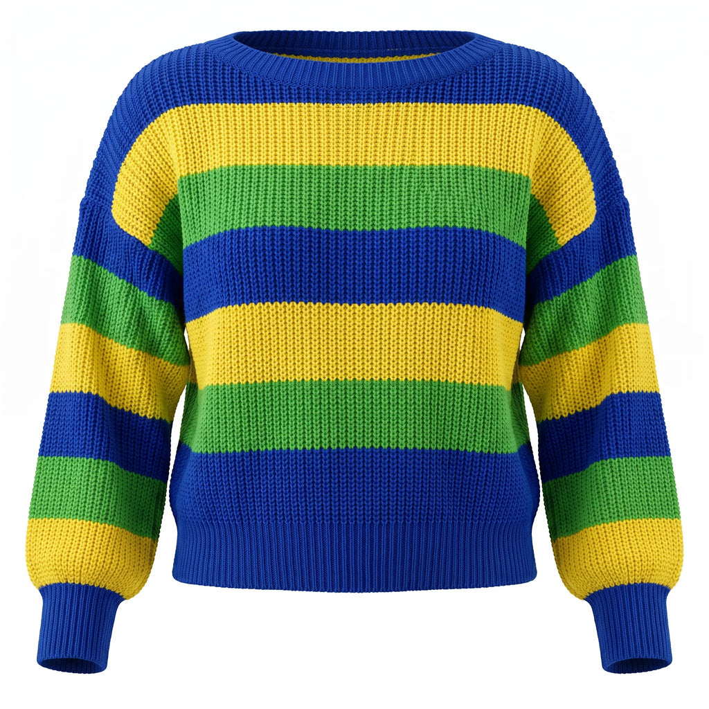 Blusa tricot feminino oversized manga longa cores brasil verde amarelo azul — VAI DAR BRASIL Copa 2026