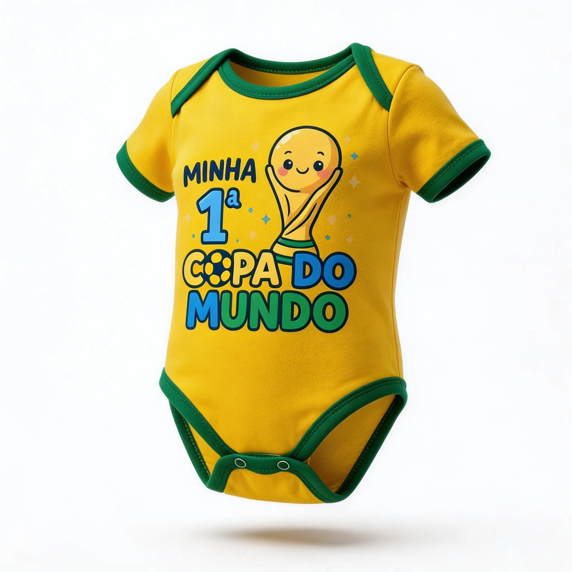 Body bebê minha primeira copa taça brasil algodão amarelo unissex — VAI DAR BRASIL Copa 2026