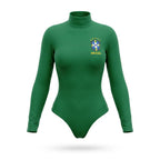Body gola alta feminino brasil brasão manga longa elastano verde verde — vista frontal — VAI DAR BRASIL Copa 2026