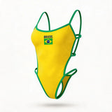 Body Maiô Cavado Vazado Brasil Bandeira Suplex Feminino | VAI DAR BRASIL