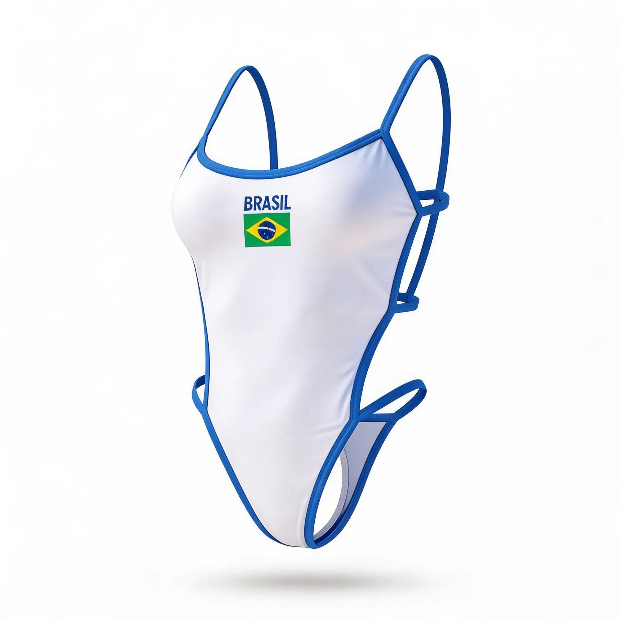 Body maiô cavado vazado brasil suplex slim branco com bandeira estilizada feminino — VAI DAR BRASIL Copa 2026