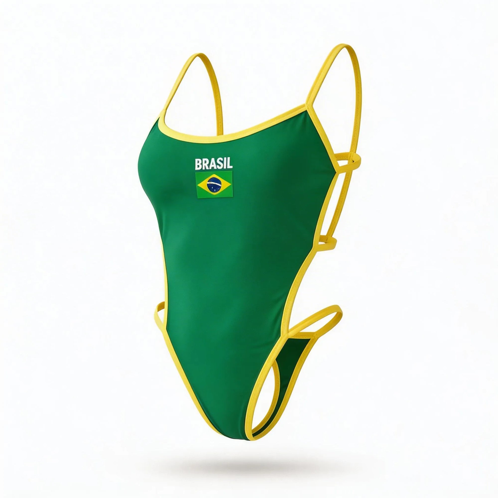 Body maiô cavado vazado brasil suplex slim verde com bandeira estilizada feminino — VAI DAR BRASIL Copa 2026
