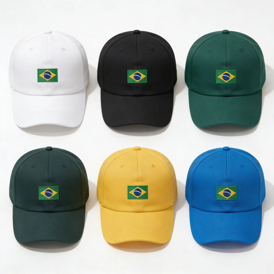 Boné brasil bandeira bordada aba curva preto unissex — VAI DAR BRASIL Copa 2026 seleção brasileira