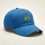 Boné brasil bandeira bordada aba curva azul unissex — VAI DAR BRASIL Copa 2026 seleção brasileira