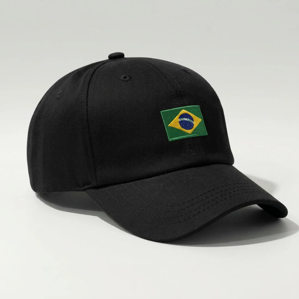 Boné brasil bandeira bordada aba curva preto unissex — VAI DAR BRASIL Copa 2026 seleção brasileira