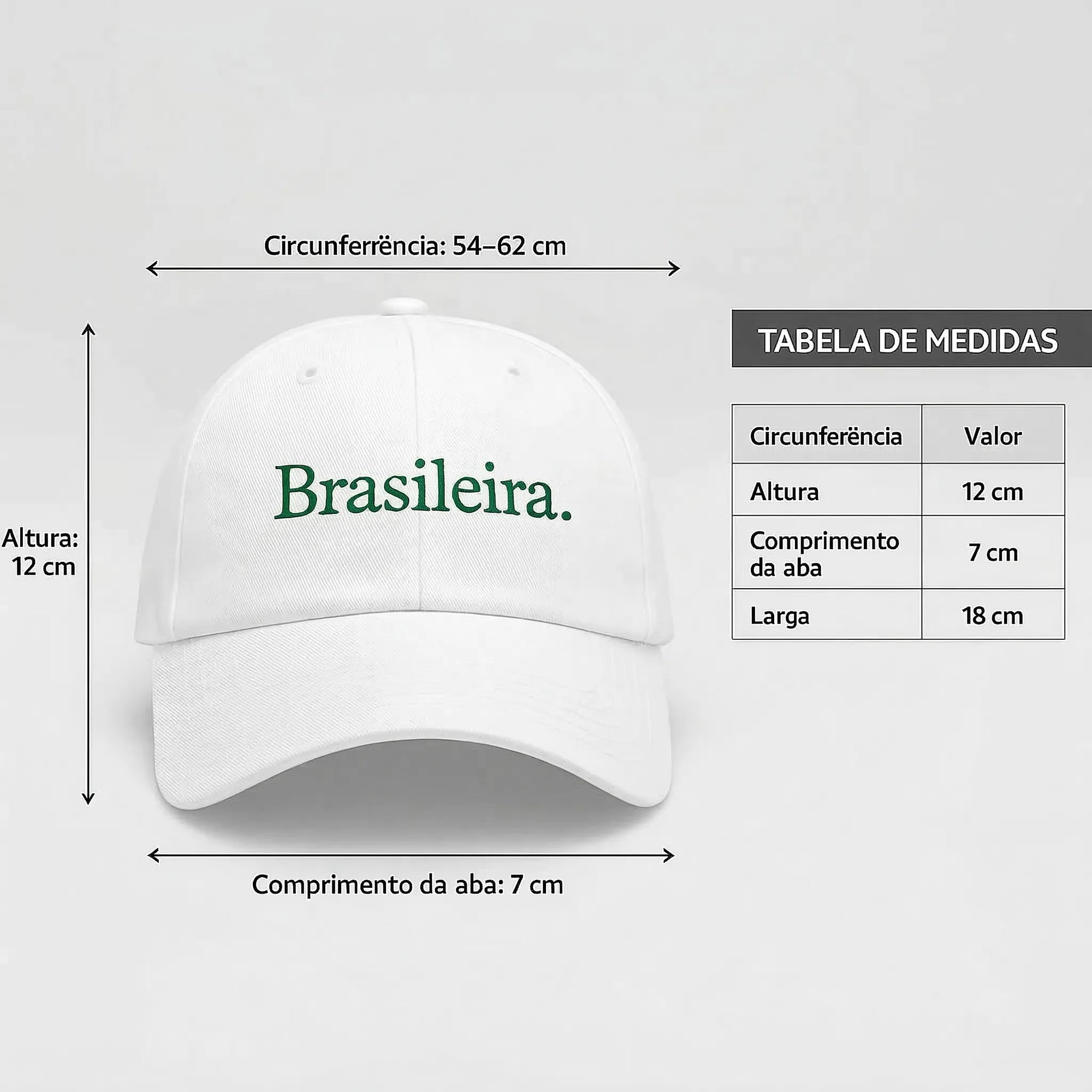 Boné Brasil Bordado Aba Curva Ajustável Feminino Copa 2026 | VAI DAR BRASIL