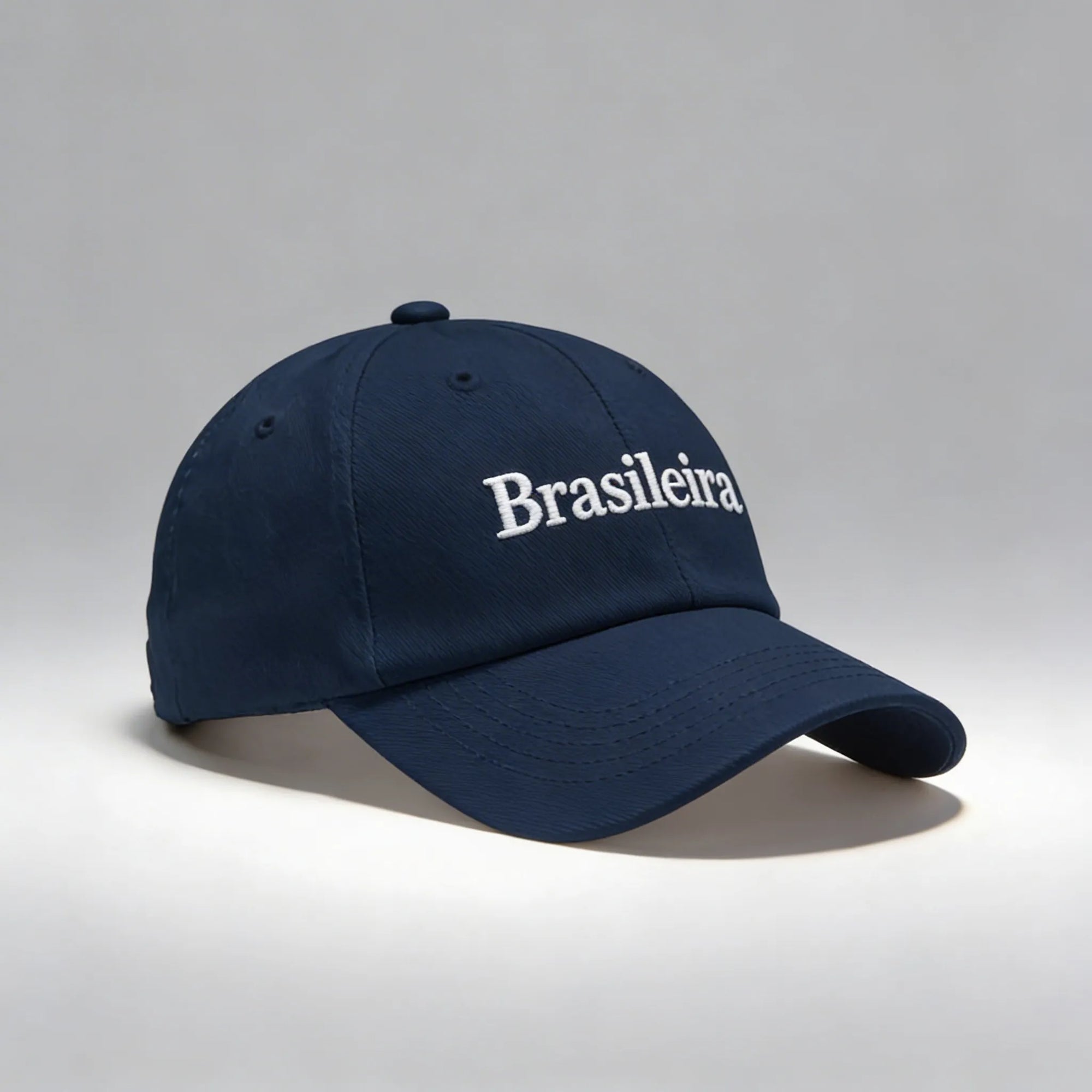 Boné brasil feminino bordado aba curva azul marinho ajustável — VAI DAR BRASIL Copa 2026 torcedora