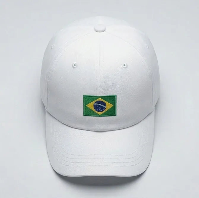 Boné brasil bandeira bordada aba curva preto unissex — VAI DAR BRASIL Copa 2026 seleção brasileira