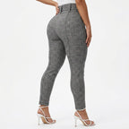Calça Legging Feminina Jacquard Mesclada Cinto Fixo Elastano