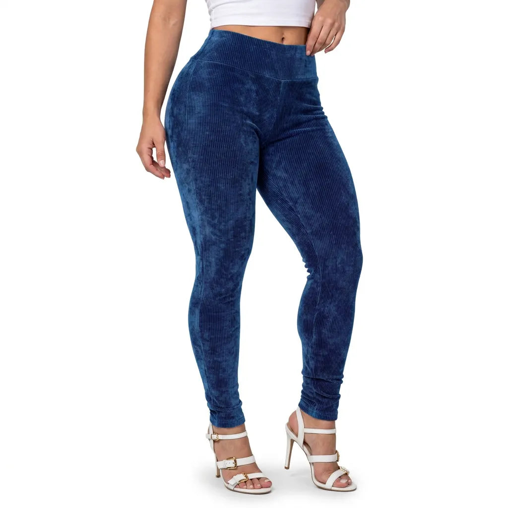 Calça Legging Feminina Veludo Cotelê Cintura Alta com Bolso