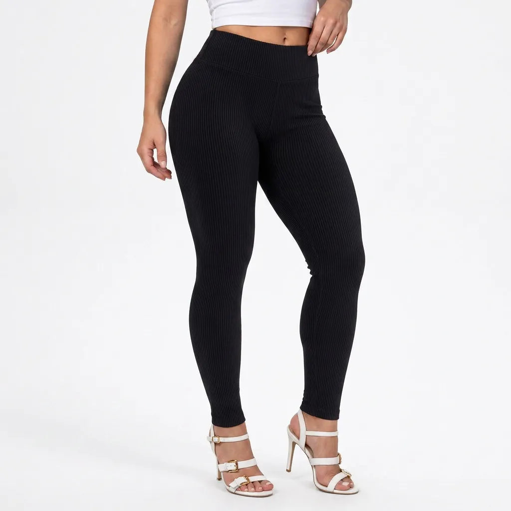 Calça Legging Feminina Veludo Cotelê Cintura Alta com Bolso
