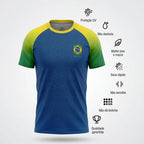 Camisa Dry-fit Brasil ✦ Bandeira N°10 UV Tricolor Copa | VAI DAR BRASIL