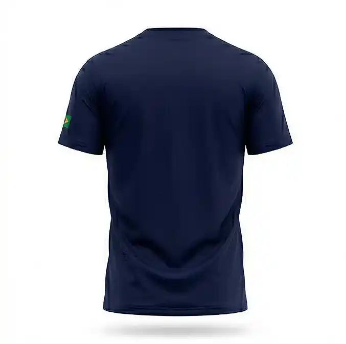 Vista traseira camisa masculina brazil streetwear algodão azul marinho regular VAI DAR BRASIL — Copa 2026