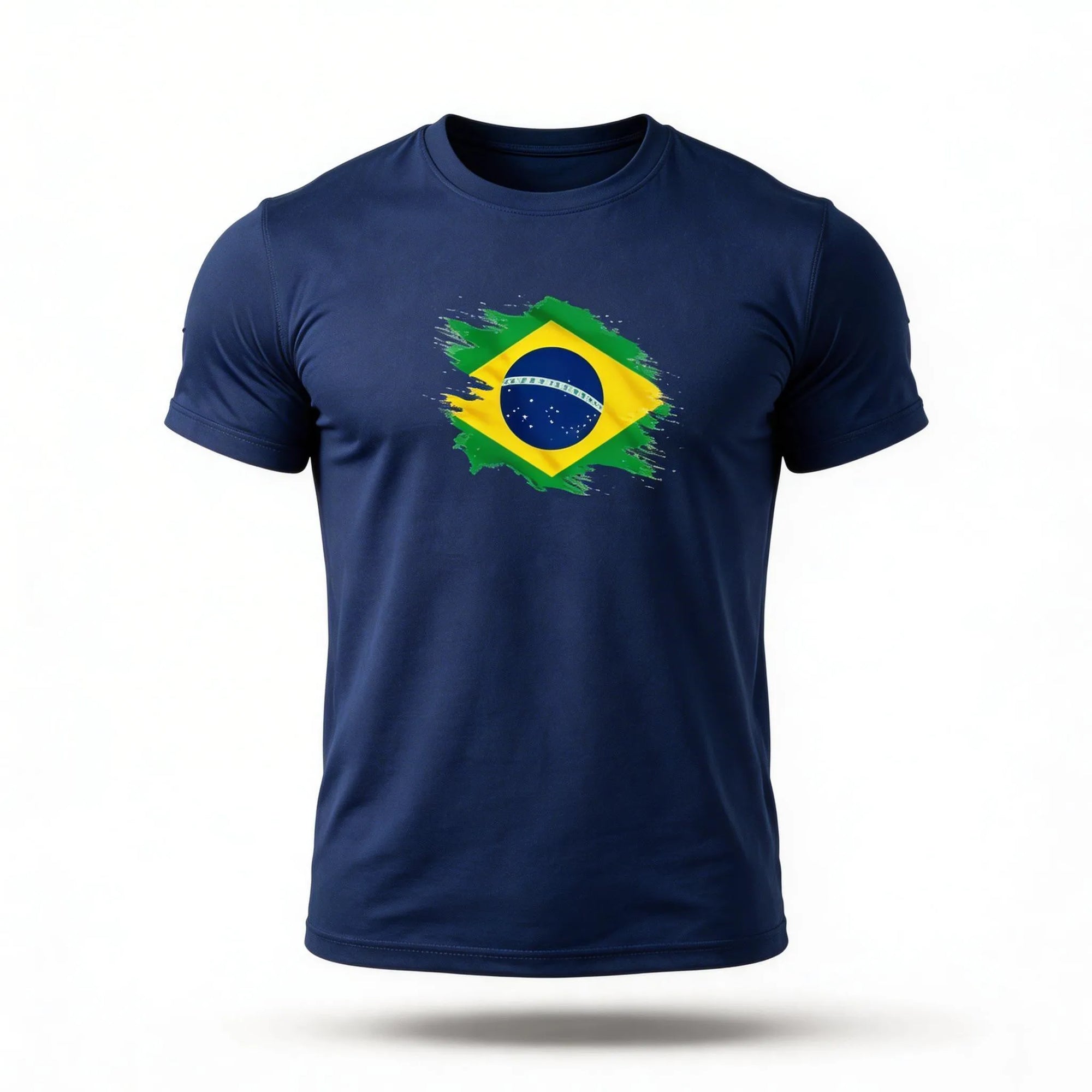 Camisa dry fit brasil slim azul marinho bandeira estilizada treino academia masculino — VAI DAR BRASIL Copa 2026