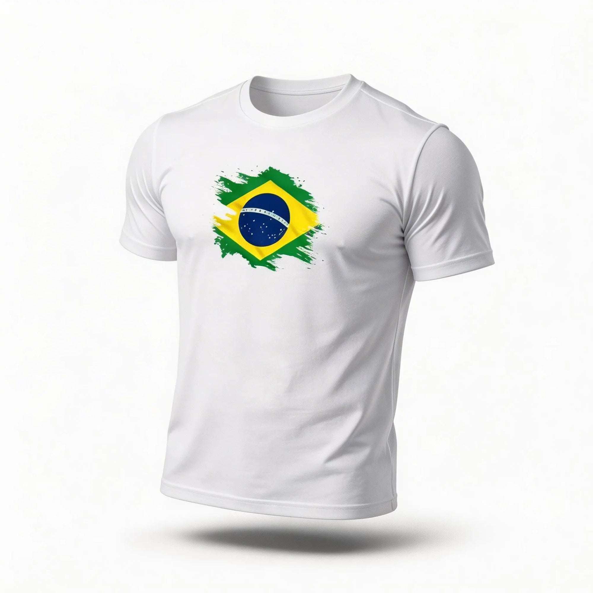 Camisa dry fit brasil slim branca bandeira estilizada treino academia masculino — VAI DAR BRASIL Copa 2026