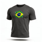 Camisa dry fit brasil slim cinza bandeira estilizada treino academia masculino — VAI DAR BRASIL Copa 2026