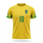 Camisa dry-fit masculina brasil brasão amarelo proteção uv — vista frontal — VAI DAR BRASIL Copa 2026