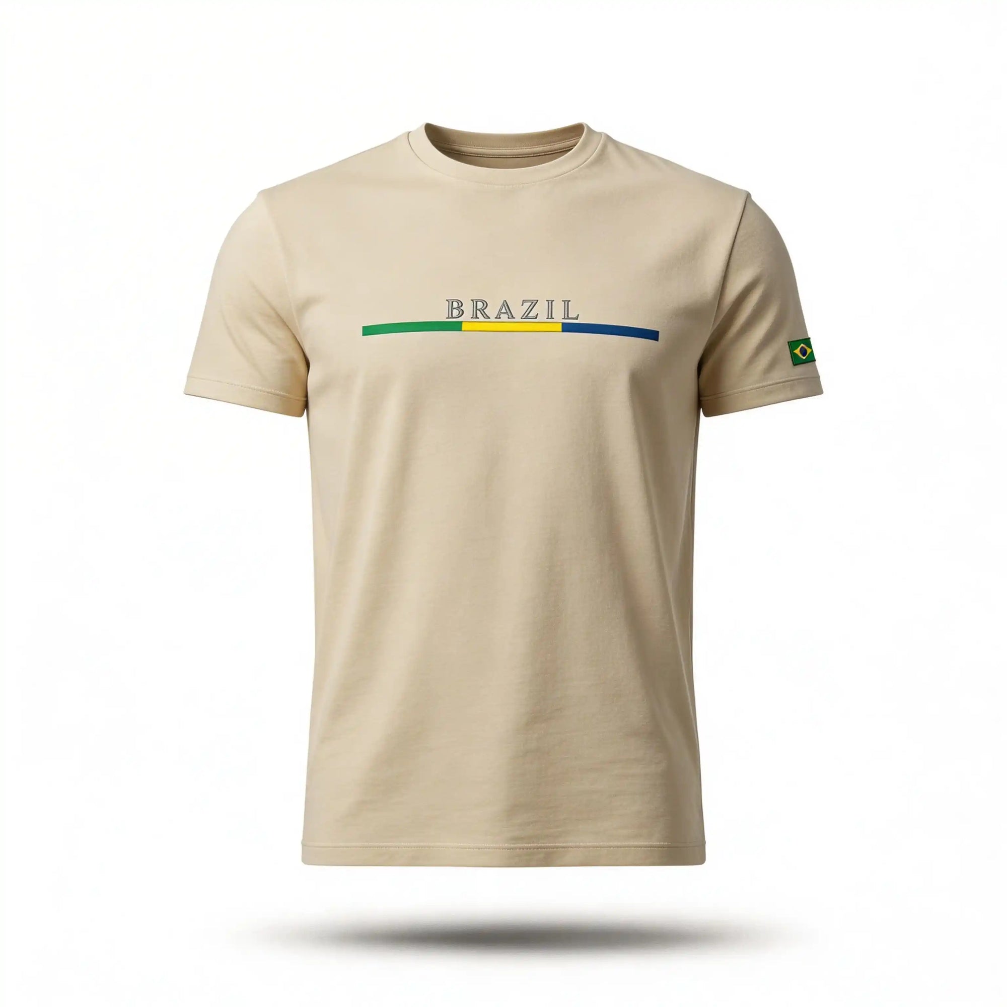 Camisa masculina brazil casual streetwear algodão bege regular — VAI DAR BRASIL Copa 2026