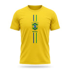 Camiseta brasil 3 riscos algodão premium amarelo  — vista frontal — VAI DAR BRASIL Copa 2026