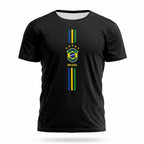 Camiseta brasil 3 riscos algodão premium preto — vista frontal — VAI DAR BRASIL Copa 2026