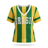 Camiseta Crochê Artesanal BRASIL Feminino | VAI DAR BRASIL
