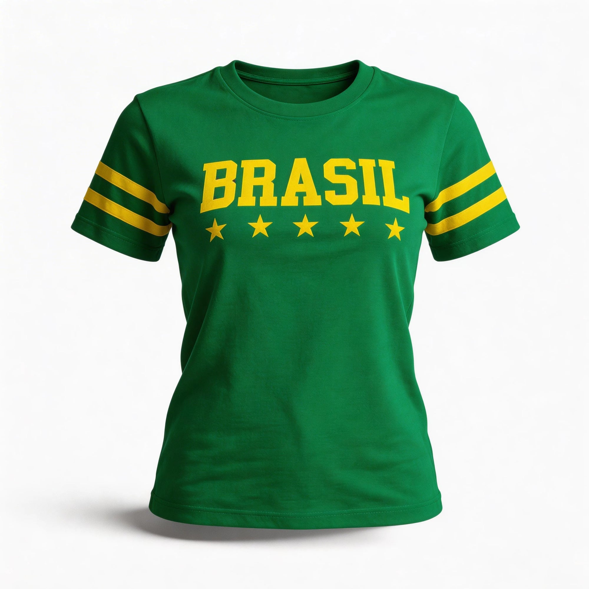 Camiseta brasil feminino fit regular verde com BRASIL estampado na frente — VAI DAR BRASIL Copa 2026