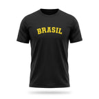 Camiseta dry-fit premium masculina brasil BRASIL preto — vista frontal — VAI DAR BRASIL Copa 2026