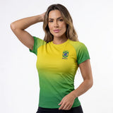 Camiseta Feminina Brasil ✦ Bandeira Dry-fit UV Copa | VAI DAR BRASIL