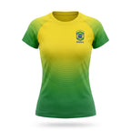 Camiseta feminina brasil bandeira dry-fit uv verde amarelo — vista frontal — VAI DAR BRASIL Copa 2026 torcedora