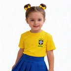 Camiseta Infantil Brasil CBF Algodão Menina Copa 2026 | VAI DAR BRASIL